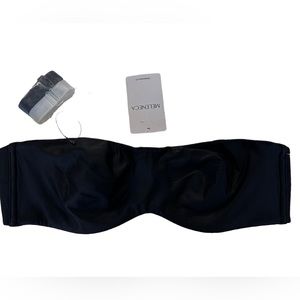 MELENECA black strapless bandeau style underwire bandeau bra size 36 A NWT